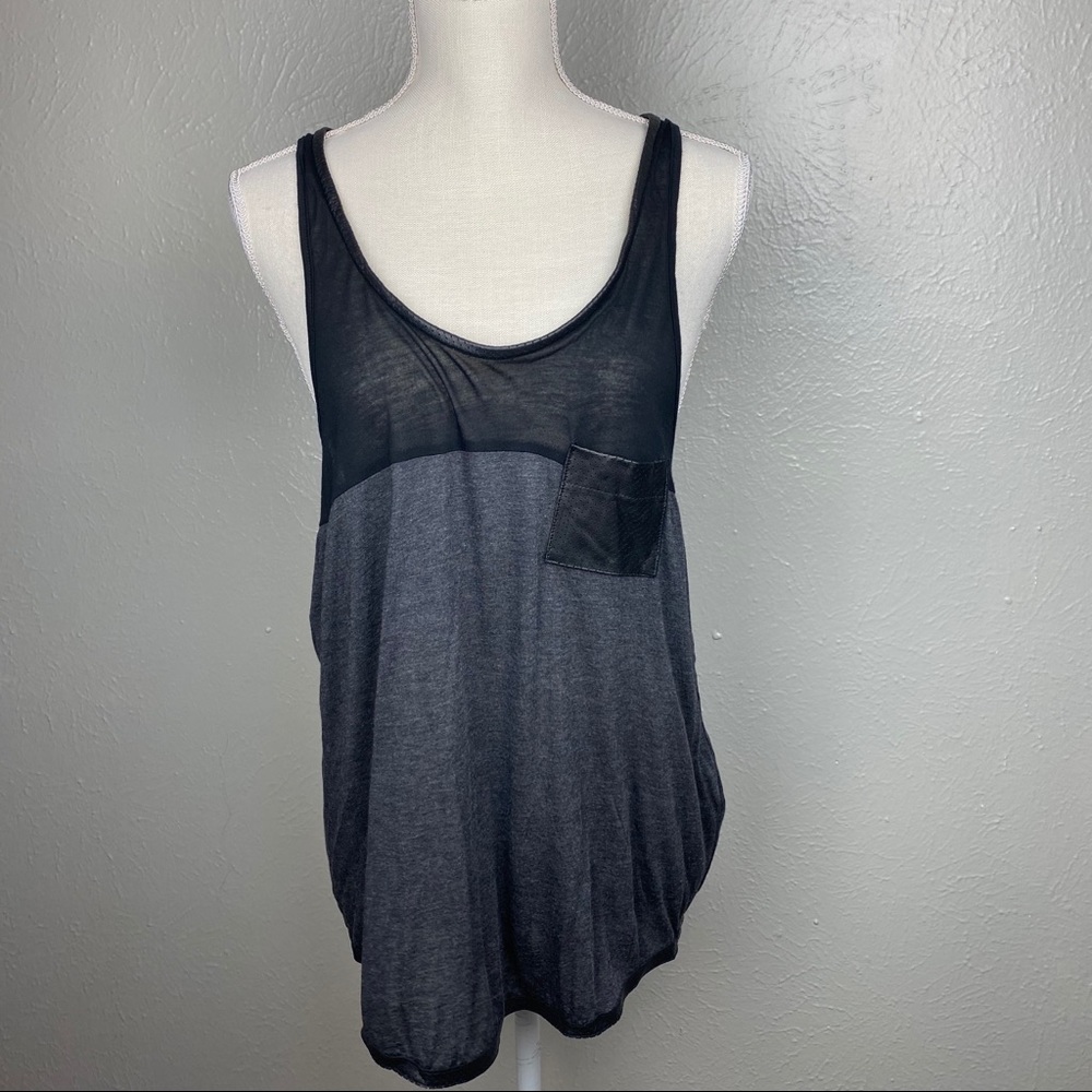 Heather leather trimmed workout tank